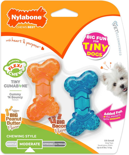 Nylabone Flexi Chew Tiny Gumabone Dog Chew Toys, Xx-Small, 2 Count | Peanut Butter & Bacon Flavor, X-Small Breeds, Flexible Material, Fill with Treats, Gentle on Teeth, for Dogs up to 15 Lbs9