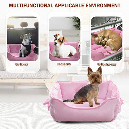 Cute Princess Dog Bed Pink Puppy Bed for Small Dogs Breathable Cat Couch Bowknot Pet Cushion Comfortable Kitten Nest Girl Doggy Sofa, Waterproof Bottom (Pink)3