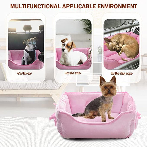 Cute Princess Dog Bed Pink Puppy Bed for Small Dogs Breathable Cat Couch Bowknot Pet Cushion Comfortable Kitten Nest Girl Doggy Sofa, Waterproof Bottom (Pink)3
