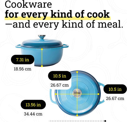 Essential Enamel Cast Iron Dutch Oven, 6 Quart, Cornflower Blue | Ideal for Bread Baking, Braising, Marinating & Slow Cooking, Features Moisture-Sealing Lid & Dual Handles5