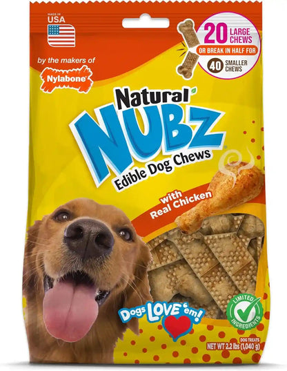 Nylabone Nubz Natural Dog Treats Made with Real Chicken, Large, 40 Count | Long Lasting Dog Chews, Made in the USA, Limited Ingredients, Highly Digestible, Dog Dental Treats for Large Dogs 30+ Lbs16