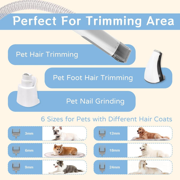 Dog Grooming Kit, Pet Grooming Vacuum with Pet Clipper Nail Grinder, Dog Hair Vacuum with 6 Pet Grooming Tools for Dogs Cats Shedding Grooming4