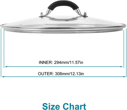 12 Inch Pan Lid - Glass Lid with Stainless Steel Handle for Frying Pan and Pots (12" Lid)2
