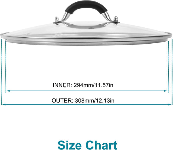 12 Inch Pan Lid - Glass Lid with Stainless Steel Handle for Frying Pan and Pots (12" Lid)2