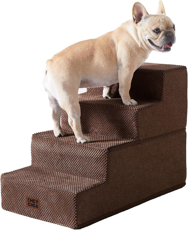 EHEYCIGA Dog Stairs for Bed 18" H, Dog 4-Steps for High Bed, Olive Green | Pet Steps for Small Dogs and Cats, Non-Slip Balanced Pet Ramp Indoor19