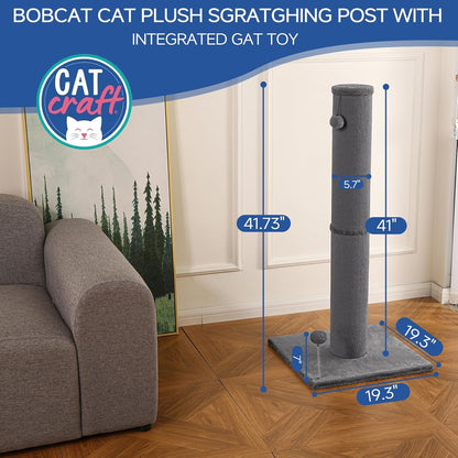 Cat Craft Cat Scratching Post Carpet Scratching Post 41" for Indoor Cats, Tall Cat Scratch Post, Carpet Cat Scratcher with Replaceable Toys, Sturdy Base, Large, Gray | 41In Tall Short Plush Scratch Post, Stable Base, Interchangeable Play Toys, for Indoor Cats to Avoid Furniture Scratching3