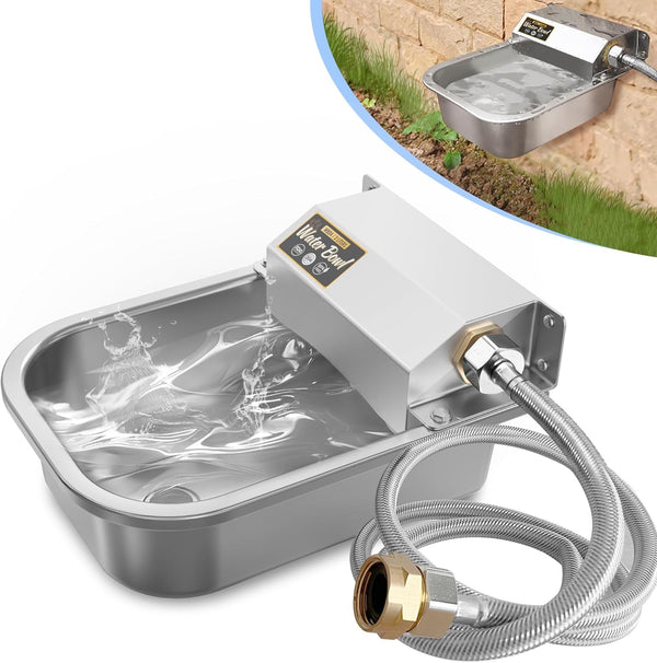 Automatic Water Dispenser for Dogs, 3L /101 Oz 304 Stainless Steel Dog Water Feeder, Auto-Fill Large Waterer for Pets & Livestock, Outdoor Dog Water Bowl, Wide Mouth, Anti-Tip, Easy to Clean1