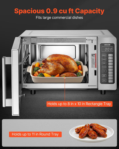 Commercial Microwave Oven, 0.9 Cu Ft, 1000W Digital Stainless Steel Countertop Microwave Oven with Touchscreen, 10 Cooking Presets, 5 Power Levels, Multi-Lock Door & Easy Clean for Restaurants | Digital Microwave with Touchscreen,0.9 Cu Ft,10 Cooking Presets,5 Power Levels and Multi-Lock Door for Restaurant and Kitchen3