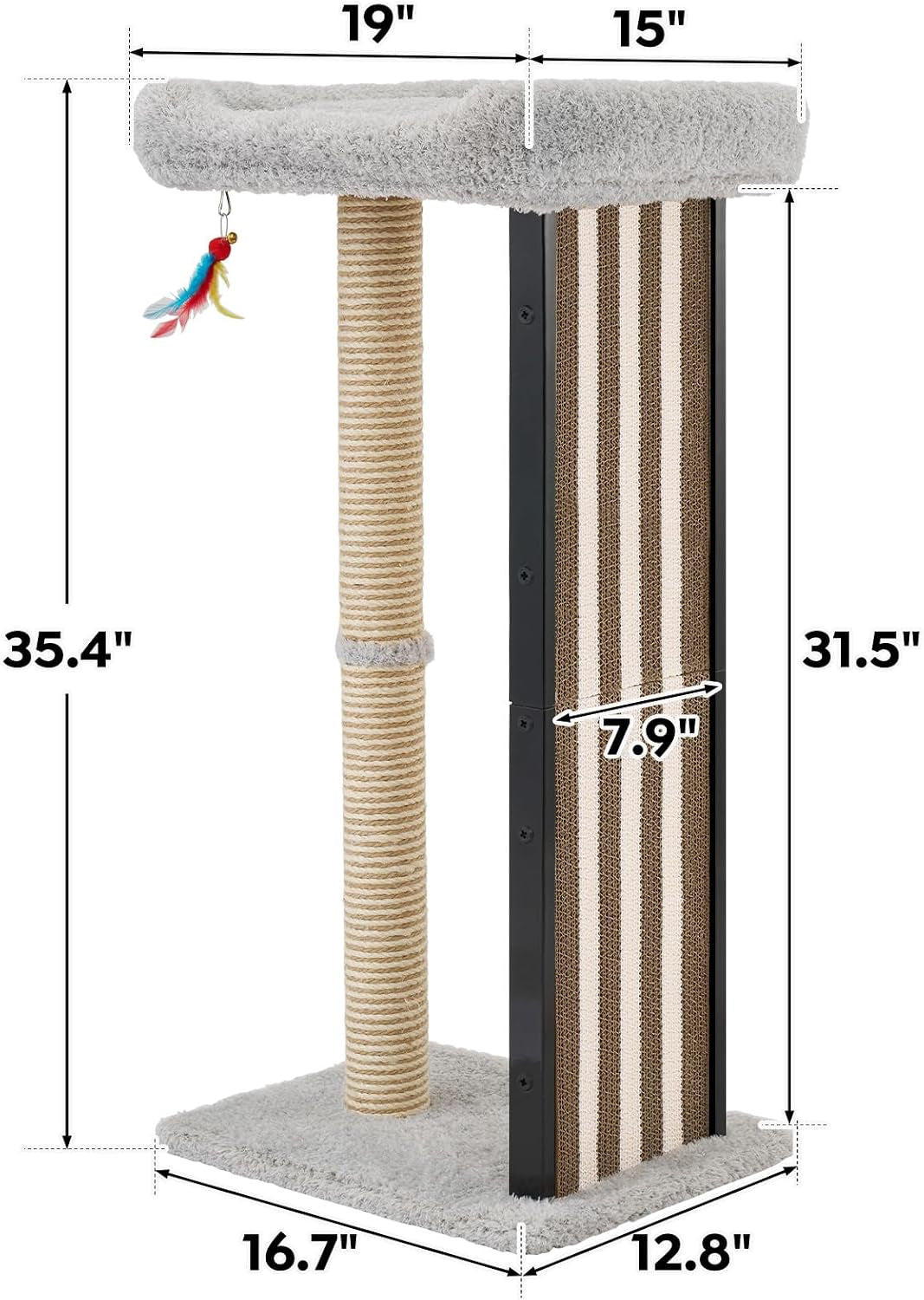 veehoo-35-tall-cat-scratching-post-for-indoor-cats-sturdy-cat-scratch-pad-scratch-post-with-plush-top-bed-replaceable-metal-frame-scratching-board-easy-assembly