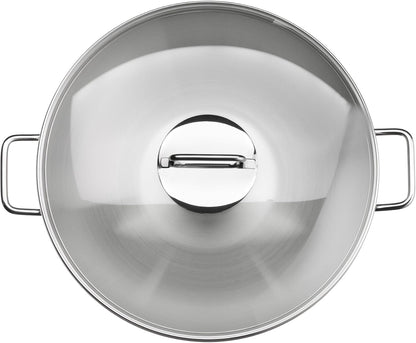 Macao Induction Wok Set, 2 Pieces, Wok Pan 36 Cm with Glass Lid, Polished Cromargan Stainless Steel, Uncoated5