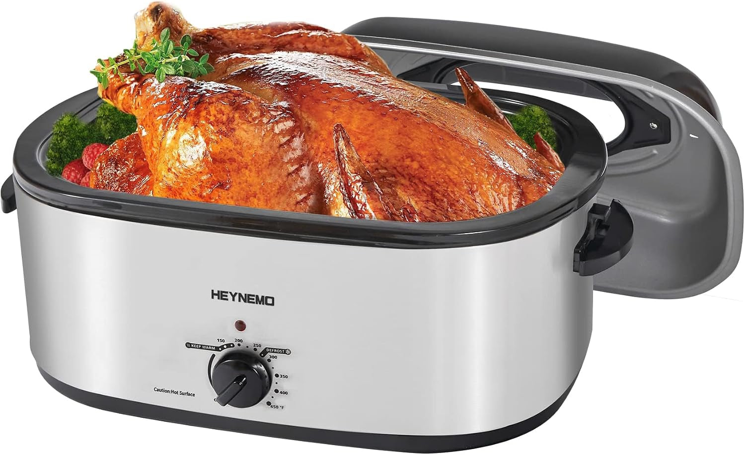 22-quart-electric-roaster-oven-roaster-oven-turkey-roaster-electric-electric-roaster-selfbasting-lid-removable-pan-full-range-temperature-control-cool-touch-handles-silver-body-black-lid