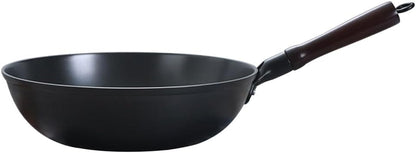 Cast Iron Wok 12.6 Inch Flat Bottom, Pre-Seasoned Chinese Fry Pan with Wooden Handle, Non Stick Coating Free for Gas Induction Electric Stovetops3