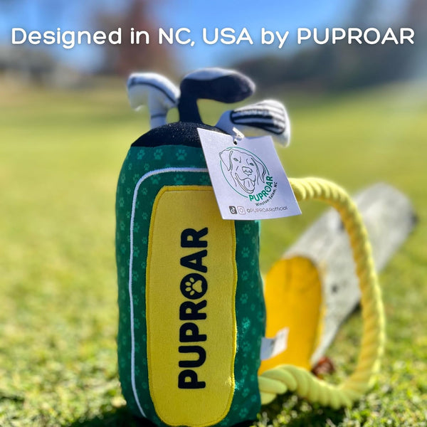 PUPROAR Golf Dog Toy, Dog Birthday Gift, Funny Squeaky Plush Rope Golf Bag Toy for Small, Medium & Large Breeds9