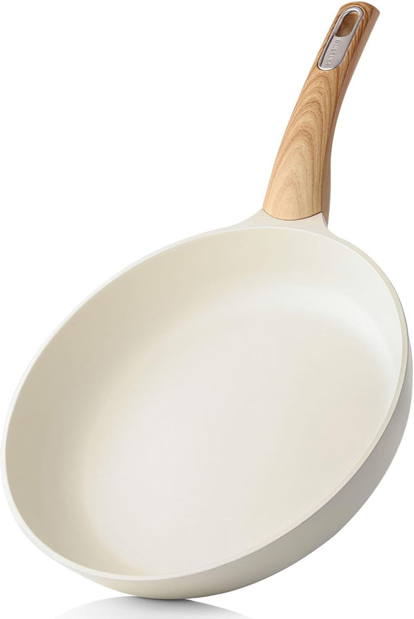 8Inch Ceramic Nonstick Frying Pan Small Skillet, White | Healthy Ceramic Coating Omelette Pan, Non-Toxic Kitchen Cooking Chef'S Pan, PFOA/PFAS/PTFE Free, Induction Compatible1