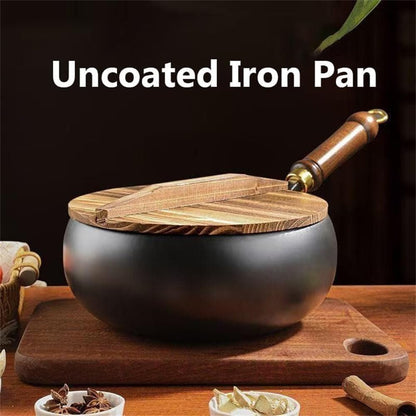2025 New Uncoated Iron Pan, 8/10/12 in Japanese Hand-Forged Non-Stick Iron Pan without Coating, Durable and Rust-Free for Cooker Gas Stir Fry Pans round Bottom with Lid (A#,8 IN)2