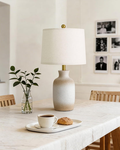 24'' Farmhouse Ceramic Table Lamp with Natural Textured Finish | Bedside Lamps for Bedroom, Rustic & Organic Style, Handmade Craft Jar Design, Ideal Gift & Decor for End Side Table7