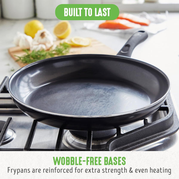 16 Piece Ceramic Nonstick Pots & Pans Cookware Set, Black | Pfas-Free Nonstick Coating, Stockpot, Frying Pans, Saucepans, Sauté Pan, Stay-Cool Handles, Dishwasher & Oven Safe up to 350F11
