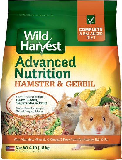 Wild Harvest Hamster and Gerbil Advanced Nutrition Diet, 4-Pound, Multicolor, One Size (E1950W), 4 Pounds3