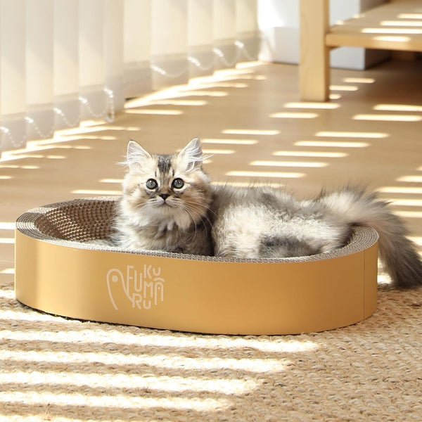 FUKUMARU 3PCS Cardboard Cat Scratcher Bed, Durable Oval Cat Scratch Pads | round Cats Scratching Board Set, Large Scratcher Box for Indoor Cats, Kitten Scratcher Bowl, Couch Sofa Furniture Protector5