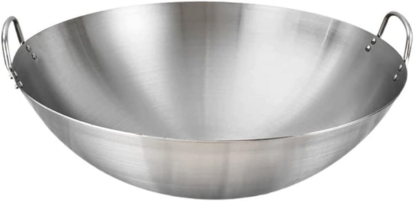 Stainless Steel Wok 12.59 Inch Double Ear Frying Pan with 2 Handles Practical Cooking Wok for Stir Frying Meat and Vegetables Home Kitchen Cookware1