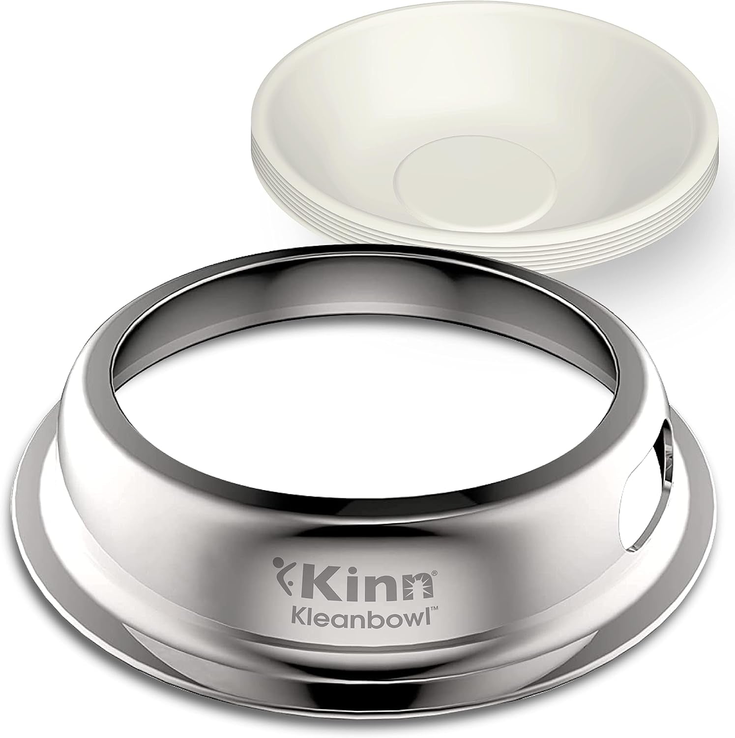 kinn-kleanbowl-pet-bowl-stainless-steel-frame-8-oz-pack-of-1-compostable-refills-spill-proof-stable-disposable-easy-cleaning-no-plastic