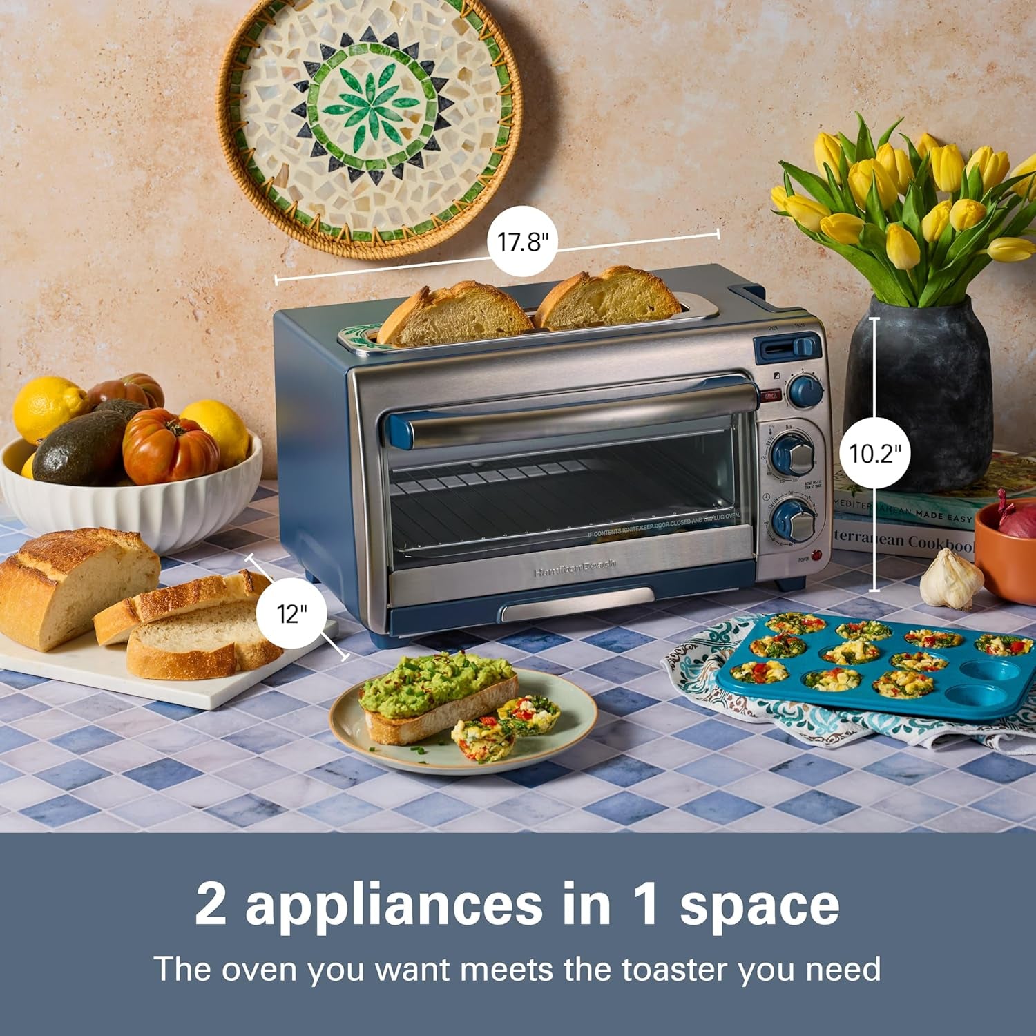 2-in-1-countertop-toaster-oven-and-long-slot-2-slice-toaster-bake-broil-toast-2-rack-positions-60-minute-timer-automatic-shut-off-shade-selector-kitchen-makeover-blue-31158j