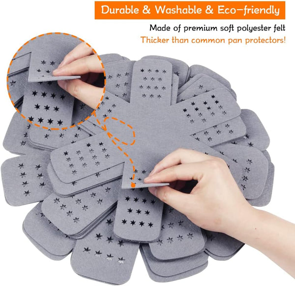 Pan and Pot Protectors, Larger & Thicker Pan Protectors with Stars, Set of 6 and 3 Different Sizes, Pot Protectors for Stacking and Protecting Your Cookware | 6-Piece Cookware Dividers with Stars Protect Pans, Pots, Bowls and Dishes from Scratches and Chipping When Stacked or Stored4