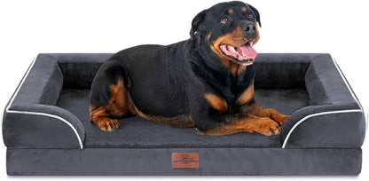 Comfort Expression Orthopedic Dog Bed for Extra Large Dogs with Bolster | Waterproof Dog Couch Bed with Washable Cover & Non-Slip Bottom, Supportive Egg Crate Foam XL Pet Bed, 42X30 Inch155