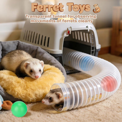 Mity Rain Ferret Toys with 3 Balls Inclueded | Collapsible Tunnel Tube Accessories for Ferrets, Guinea Pigs, Hamsters, Expandable Interactive Toys Supplies for Small Pets3