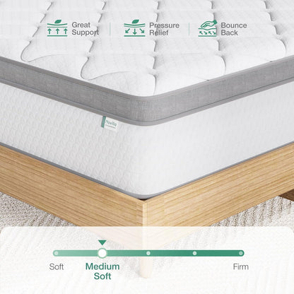 Twin Size Mattress, 10 Inch Hybrid Mattress in a Box, Comfort Sleep|Pocket Innerspring Pillow Top Mattresses for Motion Isolation, Pressure Relief & Edge Support, Medium Firm, Certipur-Us9