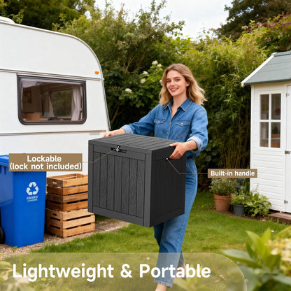 35 Gallon Outdoor Deck Box Lockable Waterproof Storage Black | Heavy-Duty Resin Container for Indoor and outside Use. Patio Cushions, Garden Equipment, Pool Accessories, Outdoor Tools4
