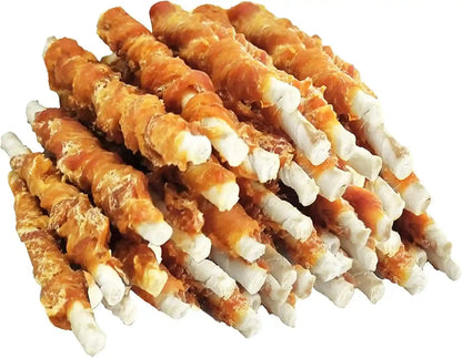 MON2SUN Dog Treats, 5 Inch Chicken Wrapped Rawhide Sticks, 14.11 Oz | Long-Lasting Chew Engagement, Dental-Friendly Chewing Support, Sized for Puppies and Small Dogs1