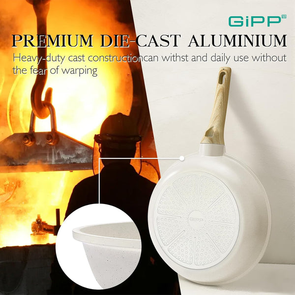 21Psc Pots and Pans Set Non Stick White Granite Kitchen Cookware Sets Nonstick Induction Cookware Non-Toxic Cooking Pan Set with Silicone Utensils, PFOS and PFOA Free7