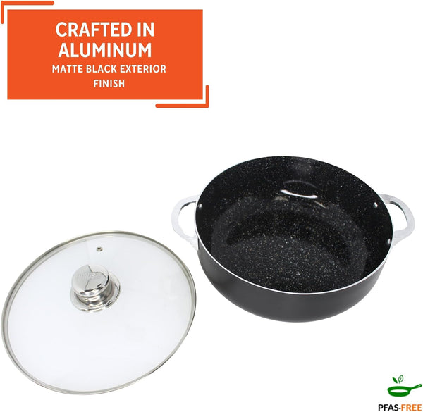 4.4 Qt Bistro Cera Aluminum Speckled Black Ceramic Caldero Oven Safe | Ideal for Rice, Stews, and Soups3