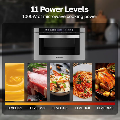 24 Inch Built-In Microwave Drawer,  1.2 Cu. Ft. Microwave Drawer with Automatic Presets, 1000 Watts with 11 Power Levels, Touch Controls, Sensor Cooking, Defrosting Rack, Stainless Steel5