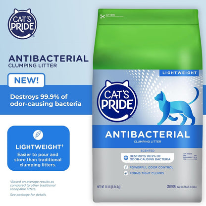 Cat'S Pride Antibacterial Cat Litter: Destroys 99.9% of Odor-Causing Bacteria - Powerful Odor Control - Premium Lightweight Clumping Litter - Scented, 18 Pounds3