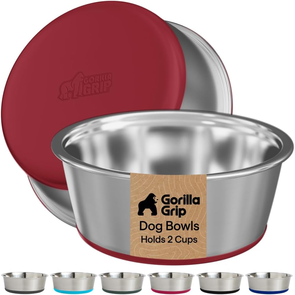 gorilla-grip-dog-bowls-food-grade-304-stainless-steel-holds-2-us-cups-each-16-fl-oz-food-and-water-bowl-for-feeding-dogs-and-cats-dishwasher-safe-rust-resistant-bpa-free-rubber-base-2-set-black