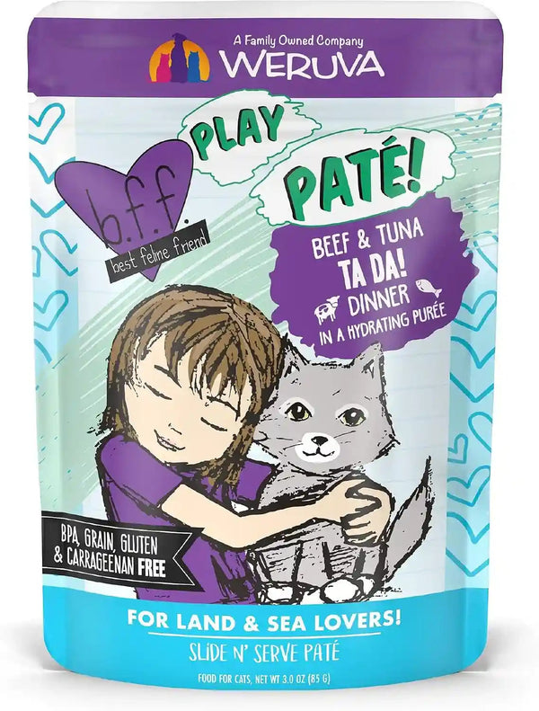 Weruva B.F.F. Play - Best Feline Friend Paté Lovers, Aw Yeah!, Paté Partay! Variety Pack, 3Oz Pouch (Pack of 12)24