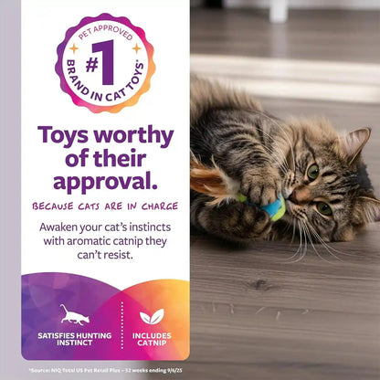 Smartykat Flutter Balls Catnip Plush and Feather Cat Toys, Erratic Motion for Batting & Pouncing Fun for Cats & Kittens, Set of 22