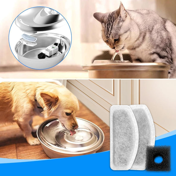 12+6 Pack Cat Fountain Filters Replacement for D30 67Oz/2L Pet Fountain Filters Replacement 12 Pcs Filter and 6 Pcs Replacement Pre-Filter Sponges Compatible with ORSDA Pet Water Fountains8