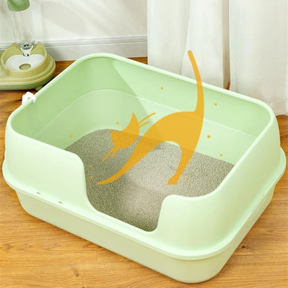 Pet Supplies, High-Sided Semi-Enclosed Cat Litter Box for Big Cats & Rabbits, Detachable(Green)6