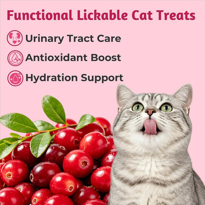 Just Try Cranberry Lickable Cat Treats with Taurine, 20 Tubes | Supports Urinary Tract Health, Kidney Support , and Daily Hydration for Cats2