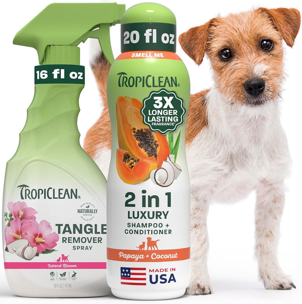 Tropiclean Sweet Pea Cat & Dog Detangler Spray Dematting | Dog Conditioner Spray Derived from Natural Ingredients | Made in the USA | 16 Oz. | Dematting Spray | Sweet Refreshing Scent | for Doodles & All Coat Types | Made in USA9