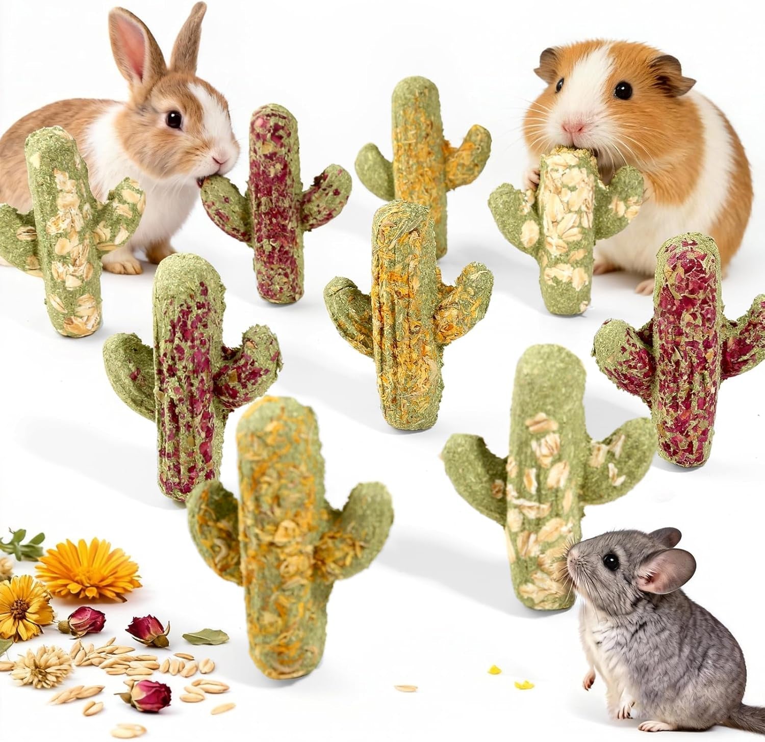 abizoo-rabbit-chew-toys-natural-timothy-hay-oat-bunny-treats-snack-bunny-chew-sticks-9-pcs-compressed-cactus-bunnies-enrichment-toys-for-rabbit-guinea-pig-hamster-chinchilla-gerbil-dental-care