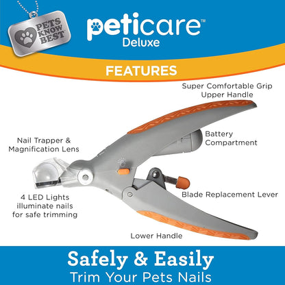 Peticare Illuminated Dog & Cat Nail Clipper with LED Light & 5X Magnification for Safe, Precise Trimming | Pet Nail Cutter for Small & Large Breeds | Easy-To-Use Grooming Tool for Pets2