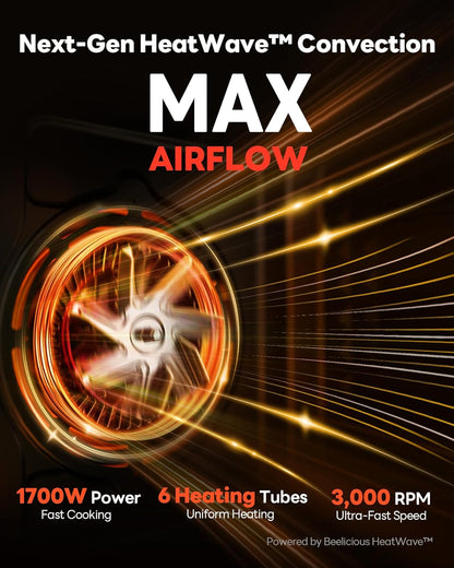 28QT Air Fryer Toaster Oven Combo, Large 12-In-1 Convection Countertop Oven with Next-Gen Heatwave Convection, 3-Layer Cooking, Rotisserie for Chicken, Fits 11" Pizza, Full Accessories, Sparkle Black3