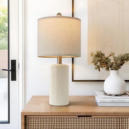 20.25" Small Single Table Lamp for Bedroom Modern Ceramic Nightstand Lamp | Farmhouse Bedside Lamp Boho Living Room Lamp White End Side Table Lamps for Night Stands Mid Century Nursery Modern Lamp1