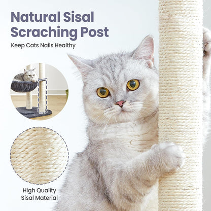 Small Cat Tree Tower with Lots of Scratching Posts - 42 Inch Medium Compact Cats Scratch House with Hammock Perch for Multi Level 2 Kitty - Indoor Corner Cat Bed Condo Climbing Gym Towers Furniture3