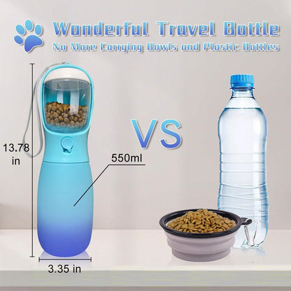 2-In-1 Dog Water Bottle Portable, Food Grade Travel Dog Bowls with Food Container, 19Oz Dog Water Bowl Dispenser, Hiking Essentials, Puppy Stuff Dogs Accessories Girl Boy (Blue)3