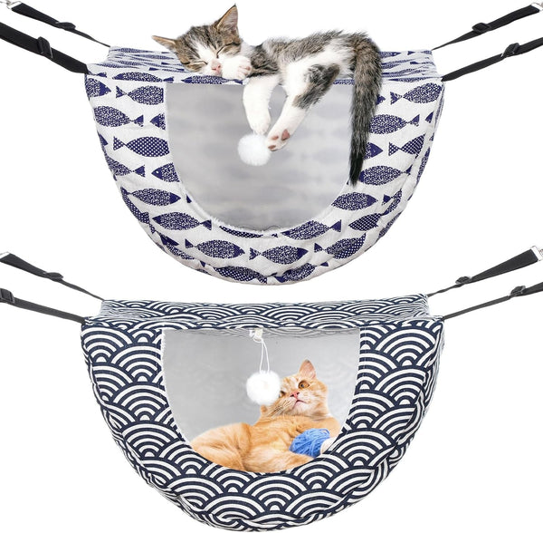 Unittype 2 Pieces Cat Cage Hammock Hanging Pet Bed Double Layer Soft Plush Hanging Pet Comfortable Hammock Bed for Indoor Kitten Ferret Hamster Rabbit or Small Animals, 2 Styles(Plaid)7